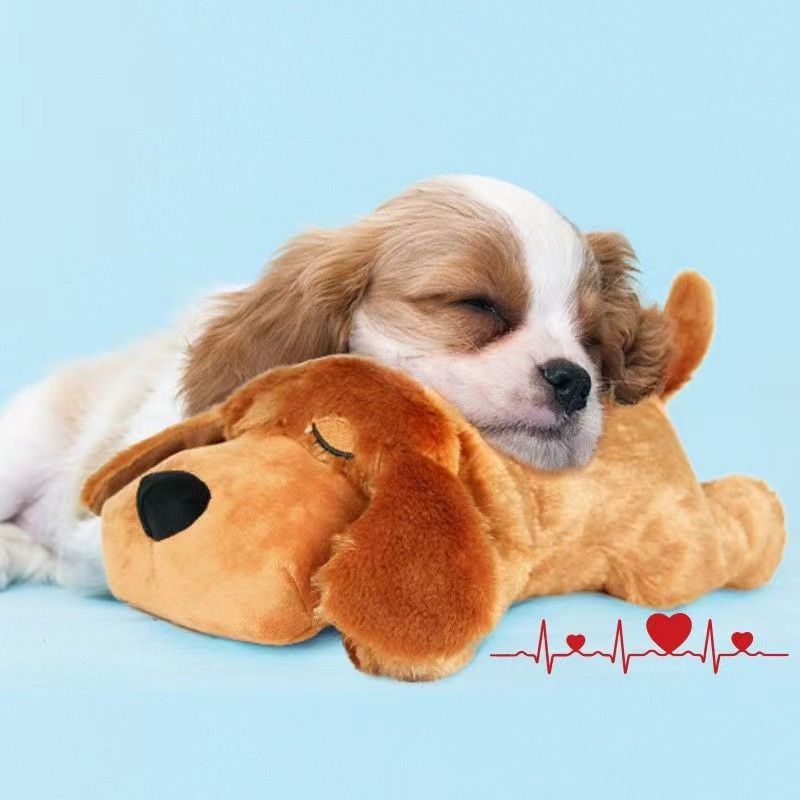Plush Toy for Reducing Dog Anxiety and Loneliness with Accompanying Heartbeat