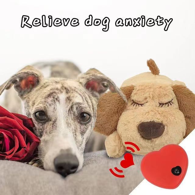 Plush Toy for Reducing Dog Anxiety and Loneliness with Accompanying Heartbeat