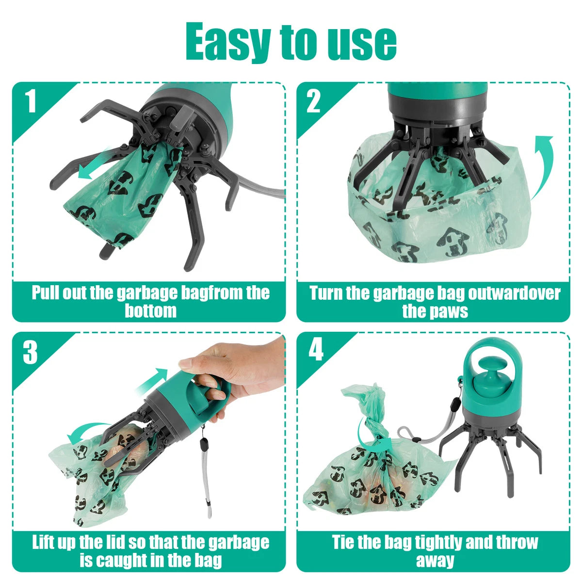 Hands-Free Dog Poop Scooper with Waste Bags – Clean Walks Made Easy!