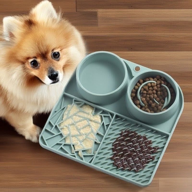 3-in-1 Licking Mat, Slow Feeder & Water Bowl