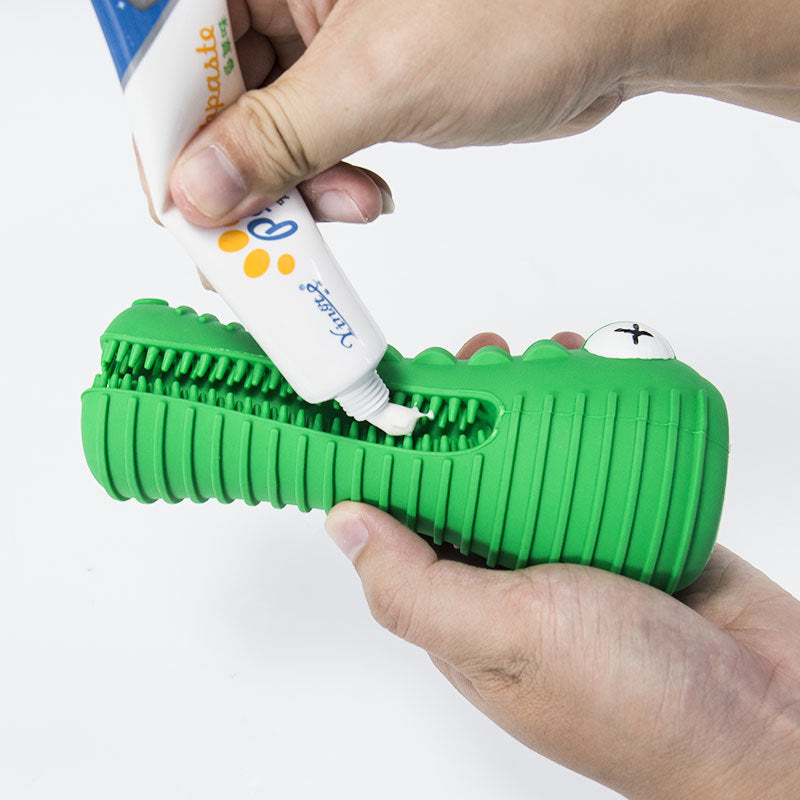 Cross-border New Pet Supplies Simulation Crocodile Teeth Grinding Stick Sound Cleaning Teeth Interactive Bite-resistant Dog Toothbrush Dog Bite Toy