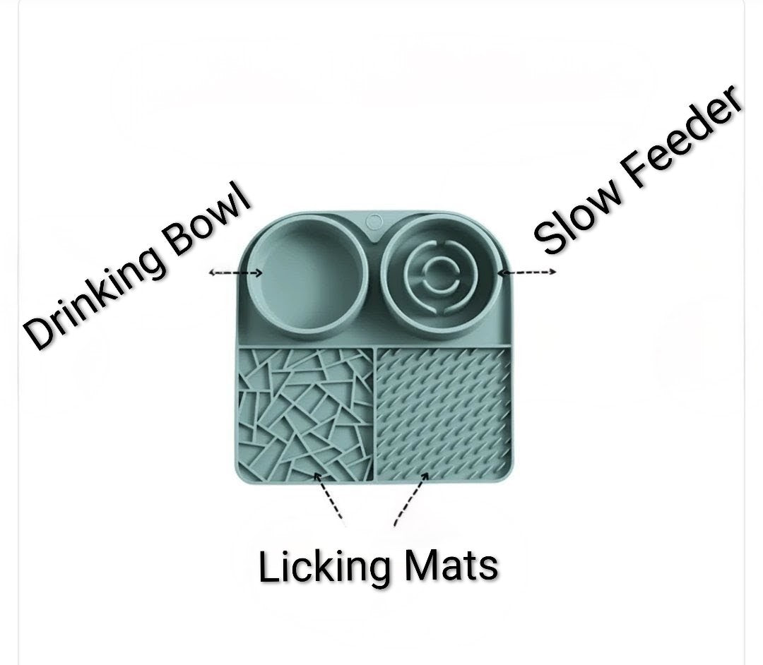 3-in-1 Licking Mat, Slow Feeder & Water Bowl