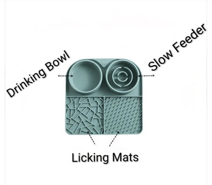 3-in-1 Licking Mat, Slow Feeder & Water Bowl